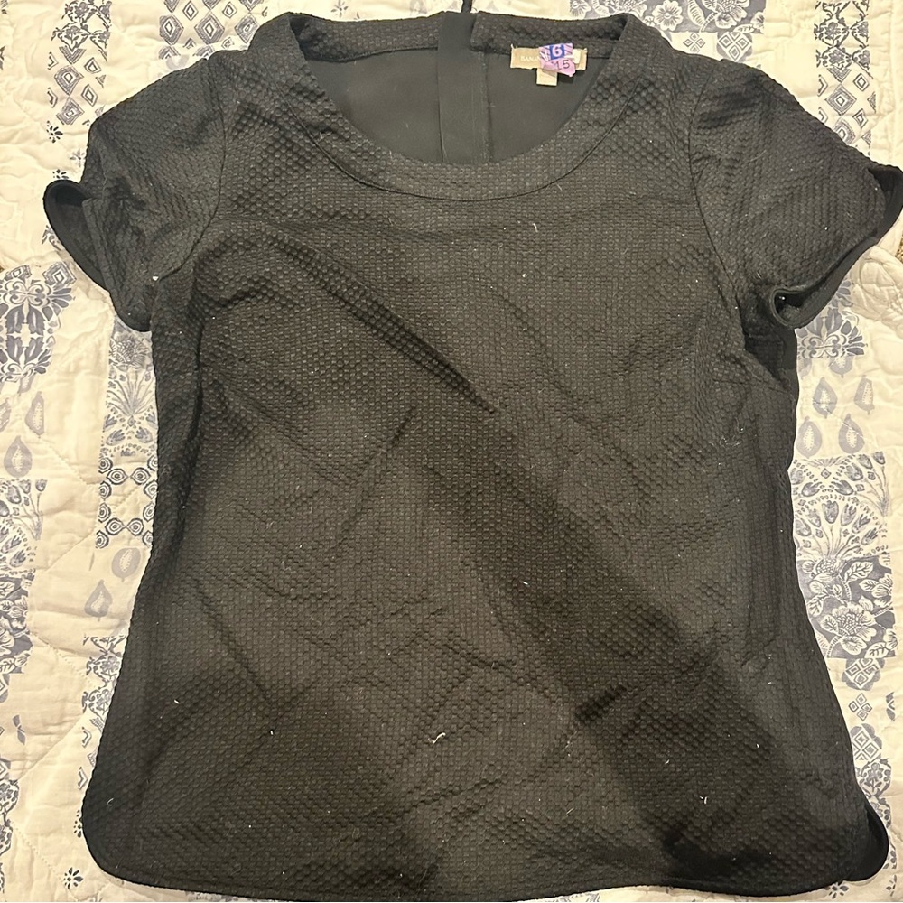 Banana Republic Women’s Black Short Sleeve Business Top Zip Up Back - 8